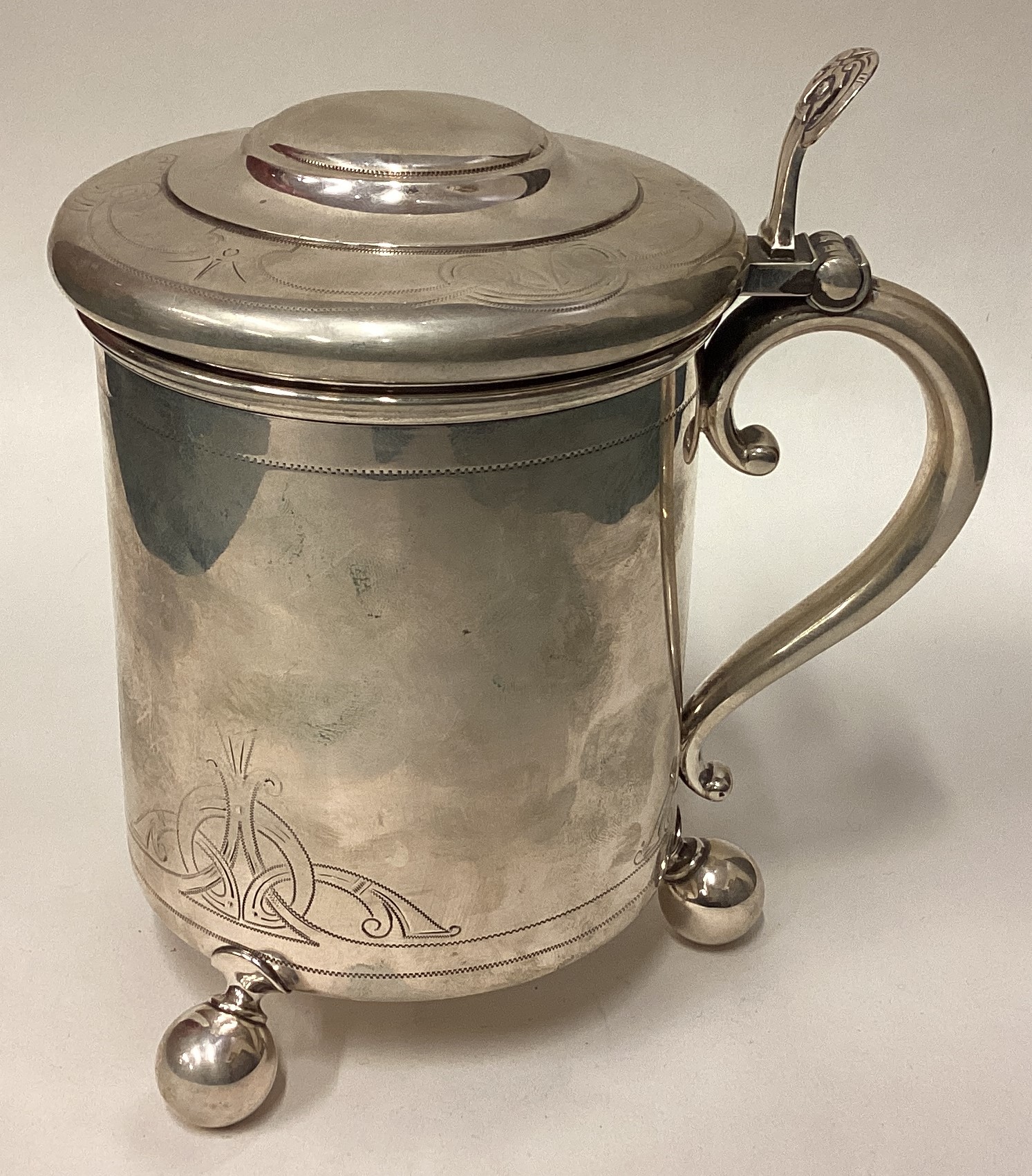 A rare silver lidded tankard. By David Andersen.