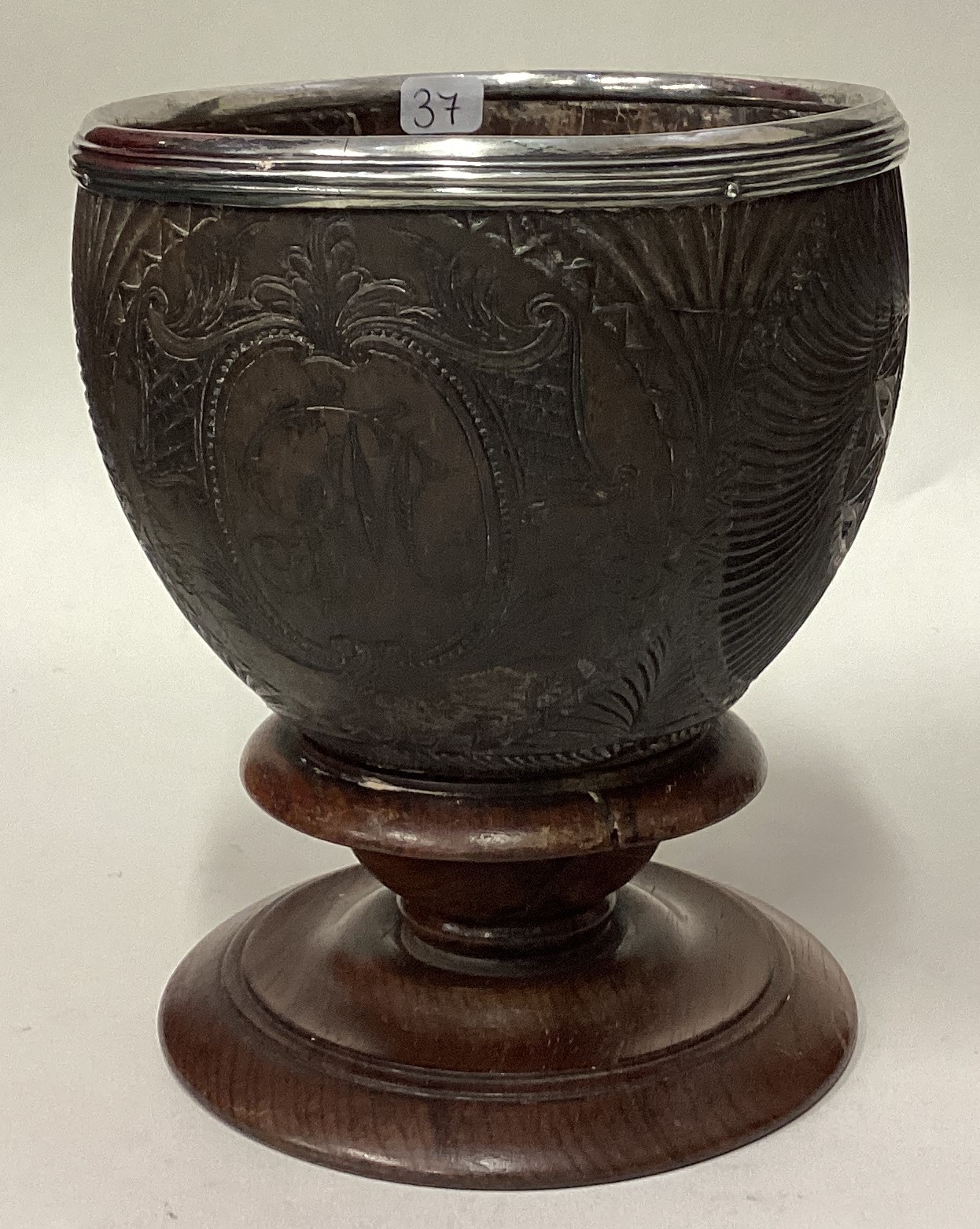 An 18th Century Scottish silver mounted coconut cup. Circa 1770.