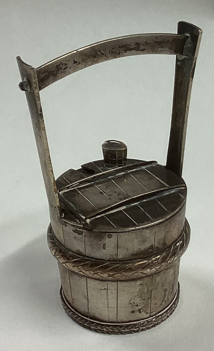 A Japanese Sterling silver mustard pot in the form of a bucket. - Image 2 of 3