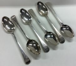 A fine set of six 18th Century silver horse crested spoons.