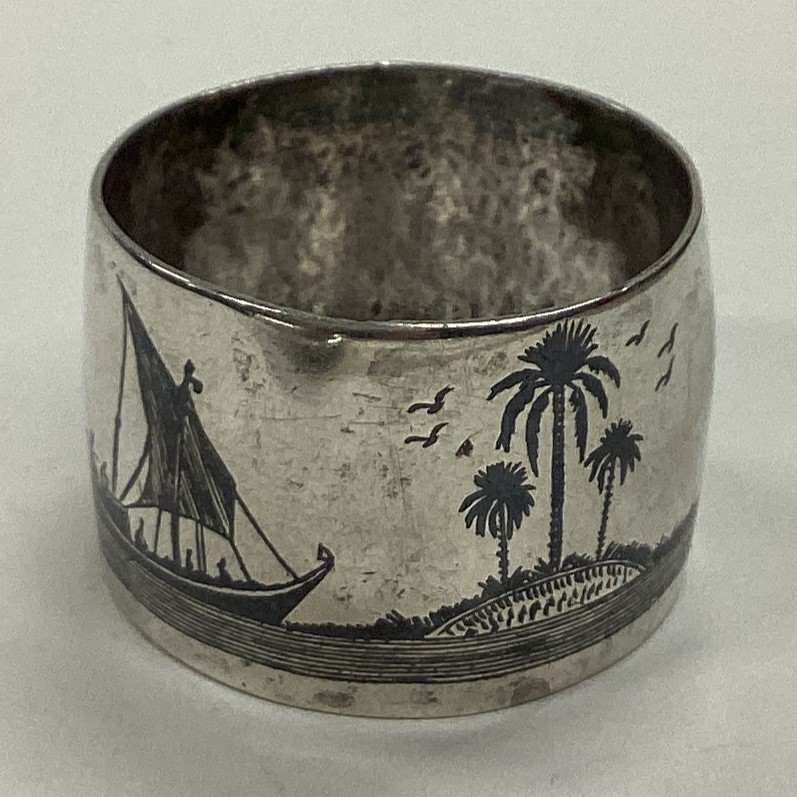 A Persian silver and Niello napkin ring. - Image 2 of 3
