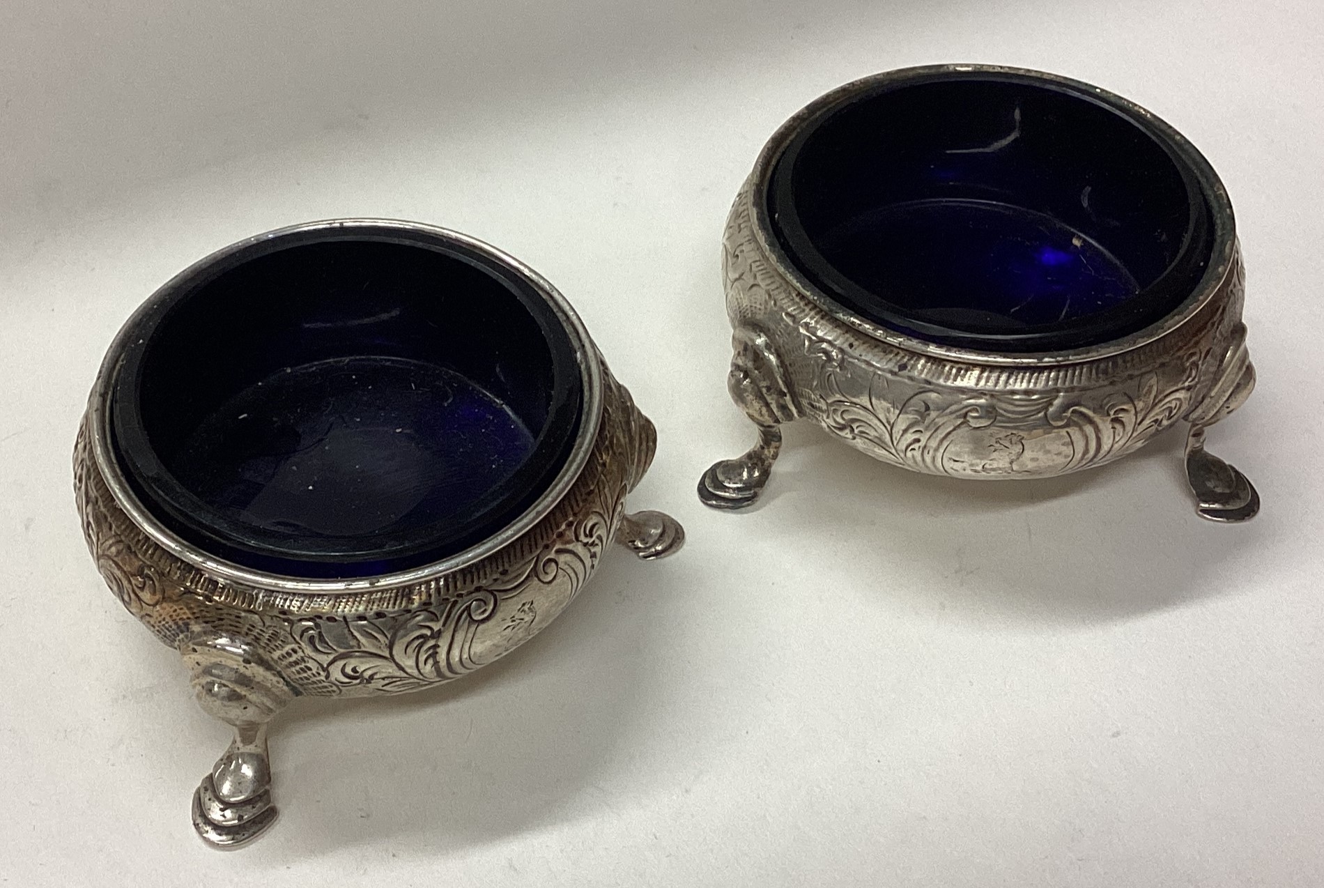 A pair of 18th Century silver salt cellars with BGL. - Image 2 of 3