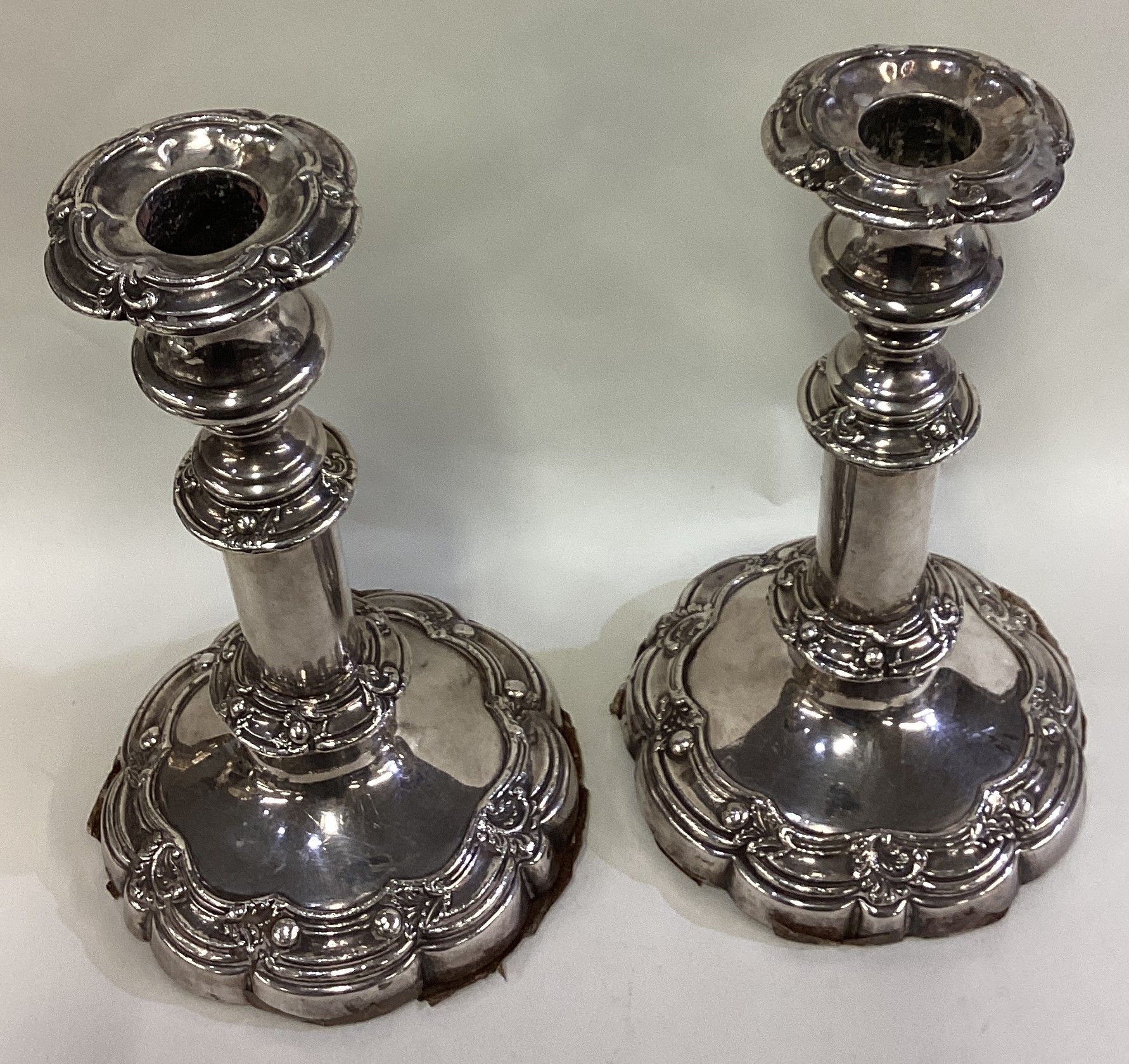 A pair of Old Sheffield silver plated telescopic candlesticks. - Image 2 of 3