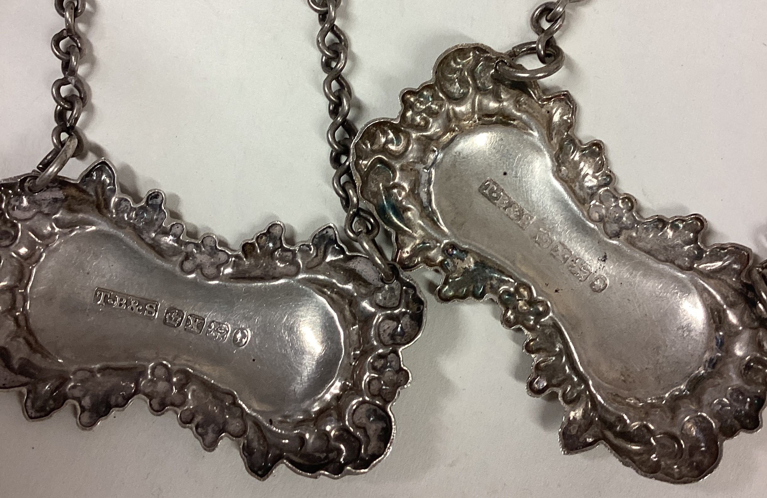 A pair of Victorian silver wine labels for 'Madeira' and 'Burgundy'. - Image 2 of 2