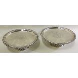 A pair of circular early 18th Century silver tazzas.