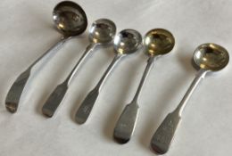 EXETER: A good collection of silver fiddle pattern salt spoons etc.
