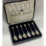 A cased set of six silver spoons commemorating Kings and Queens.