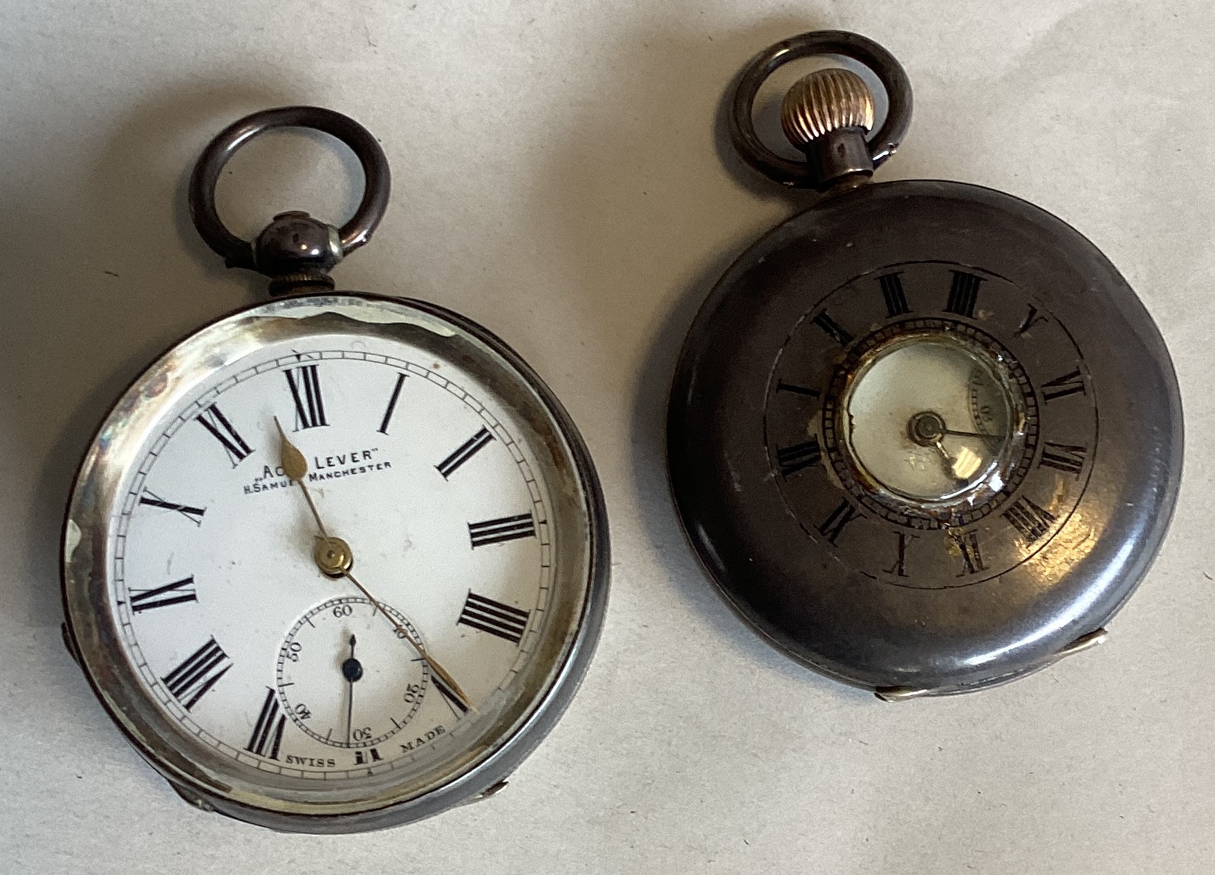 A silver open faced pocket watch together with one other. - Image 2 of 2