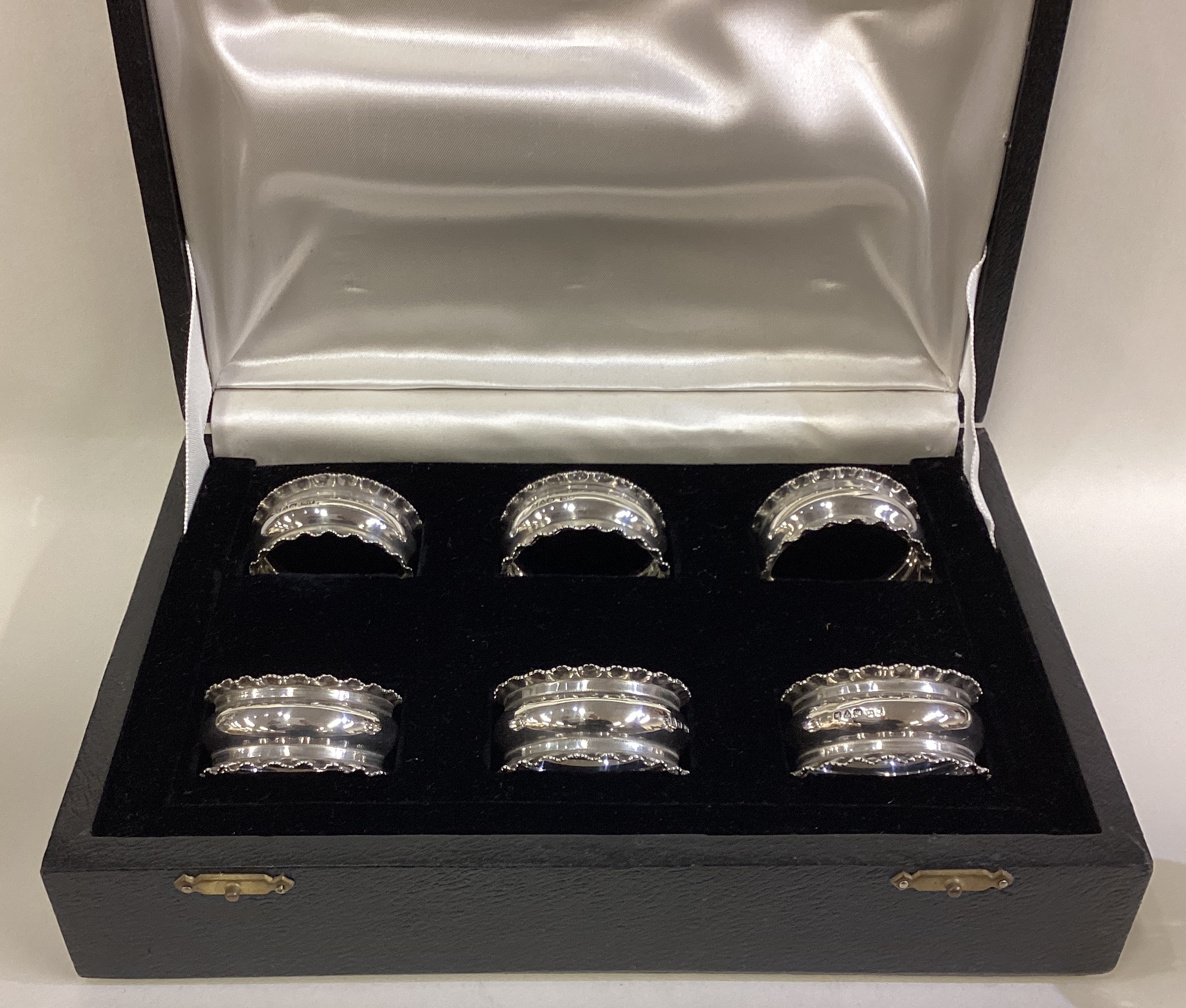 CHESTER: A cased set of six silver napkin rings. - Image 2 of 2