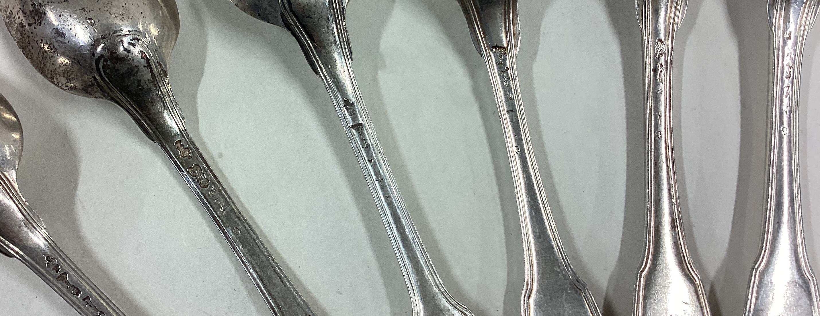 A matched set of six mid 18th Century French silver spoons. - Image 3 of 4