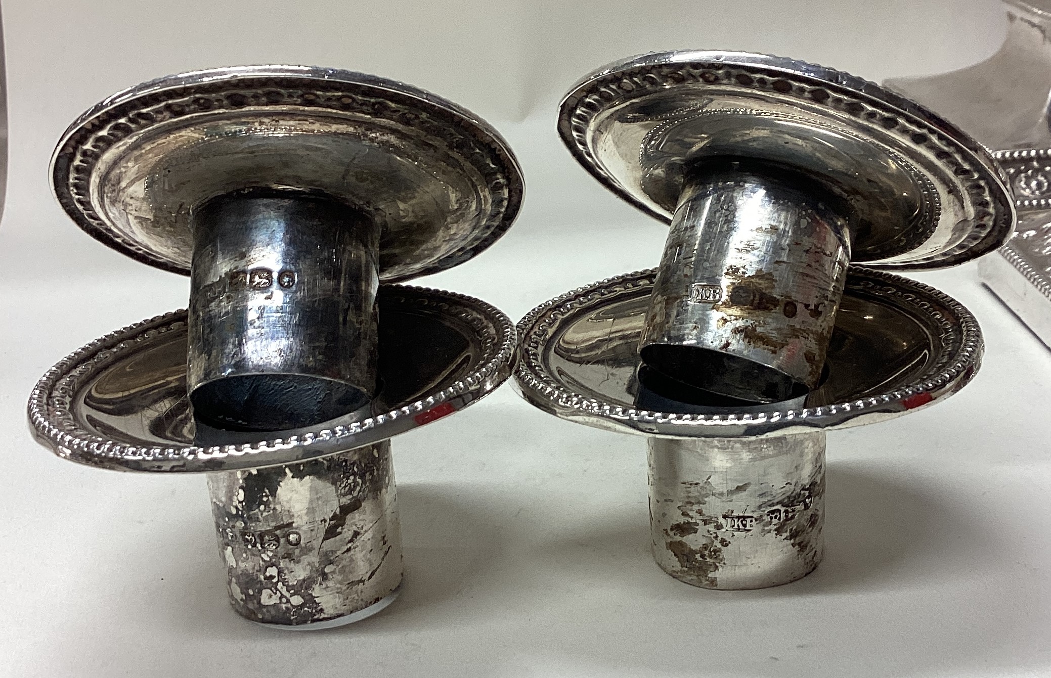 A rare and fine set of four Victorian silver candlesticks. - Image 5 of 5