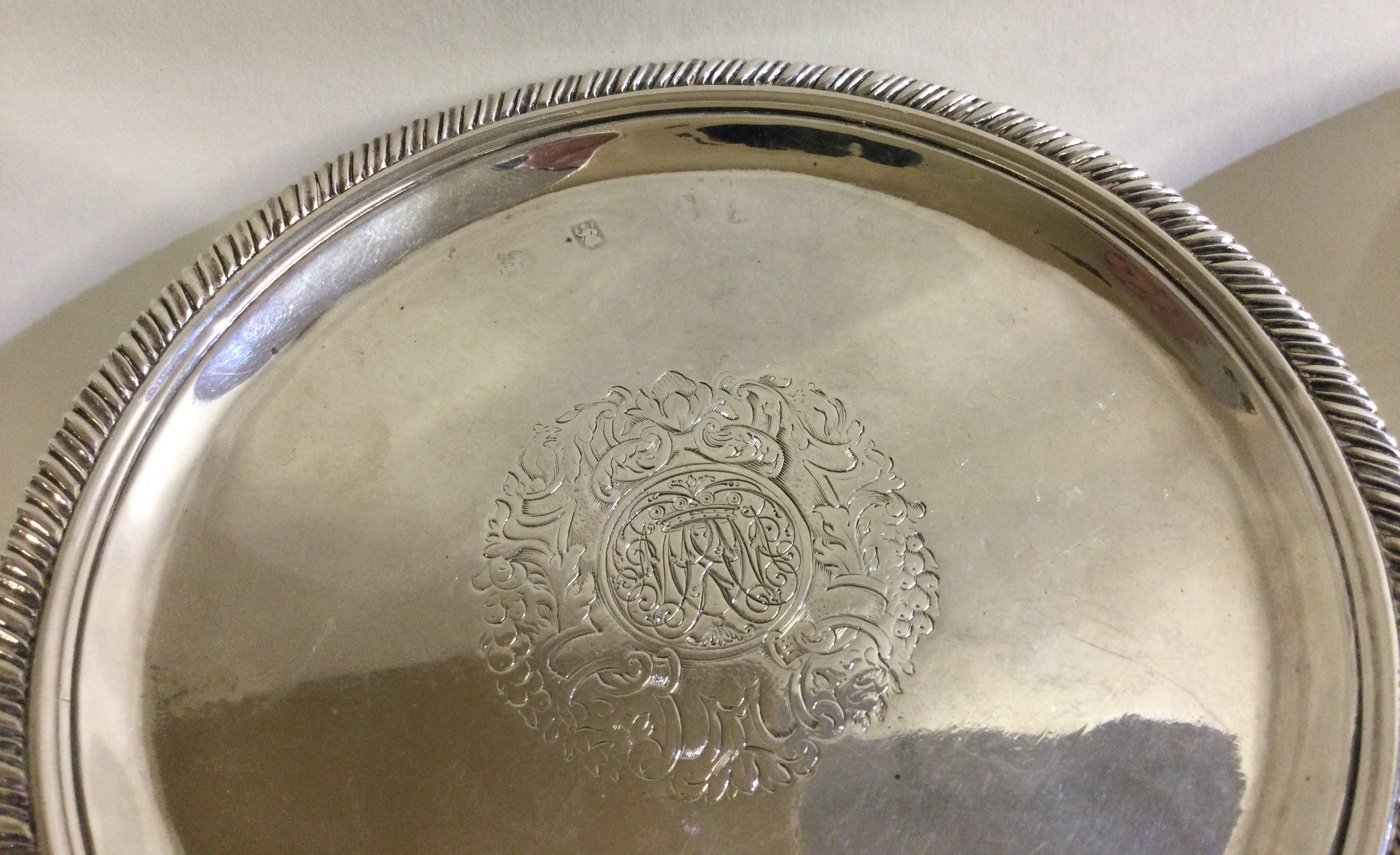 A pair of circular early 18th Century silver tazzas. - Image 2 of 3
