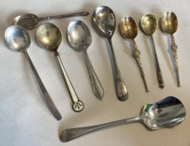 A large collection of silver preserve spoons.