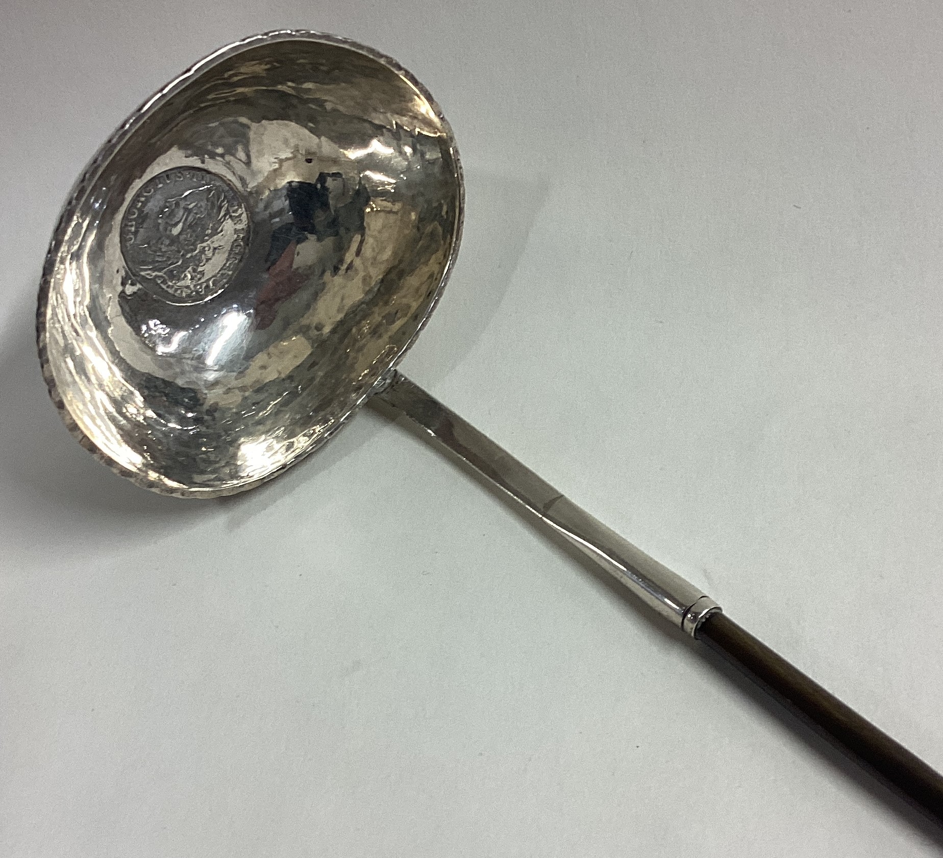 A large silver toddy ladle with whalebone handle. - Image 2 of 2