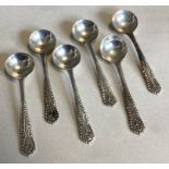 A good set of six silver salt spoons. Birmingham.