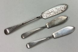 A mixed lot of silver butter knives.
