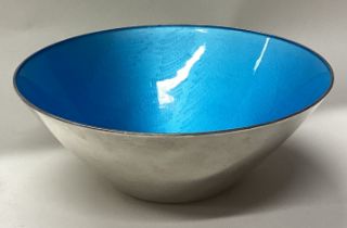 A large Norwegian silver and enamelled bowl.
