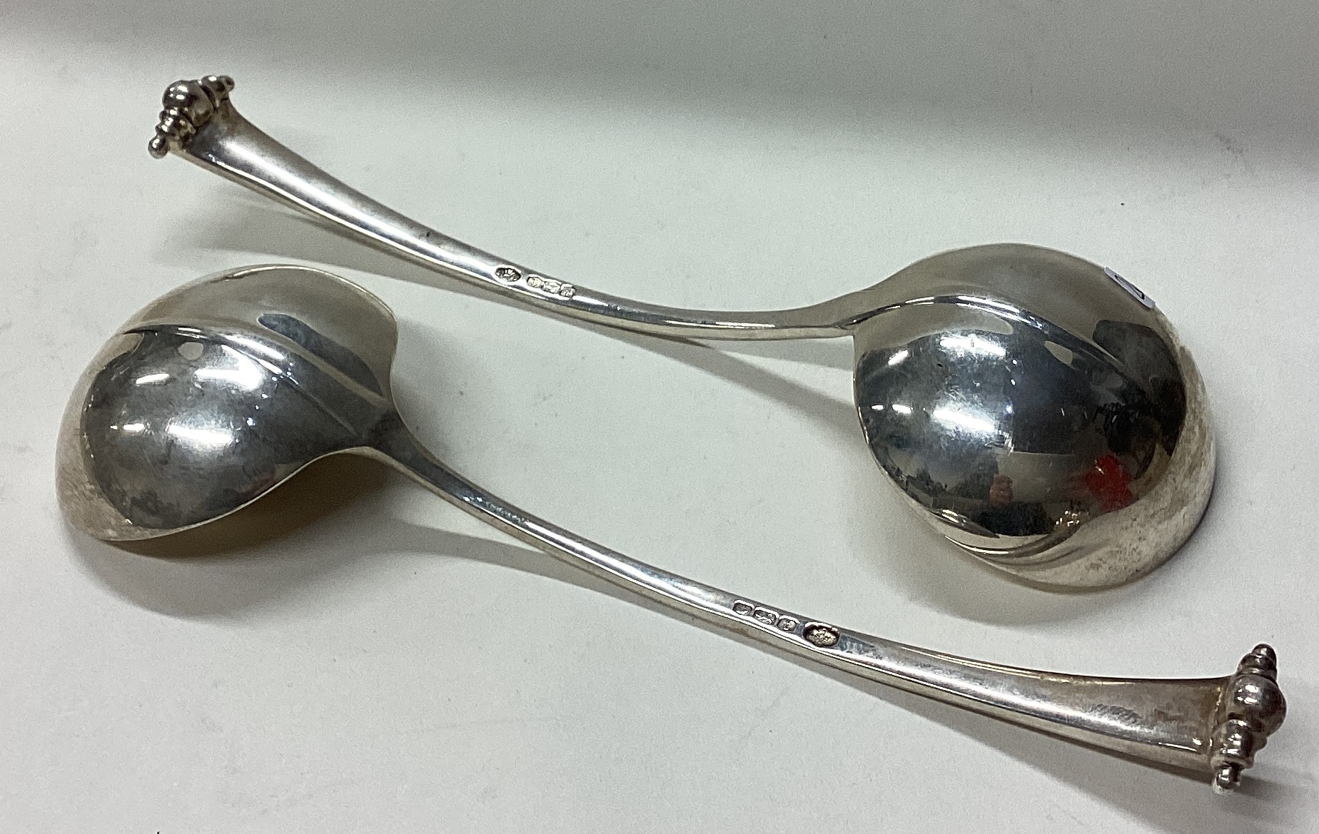 A pair of heavy silver Onslow pattern ladles. - Image 3 of 3