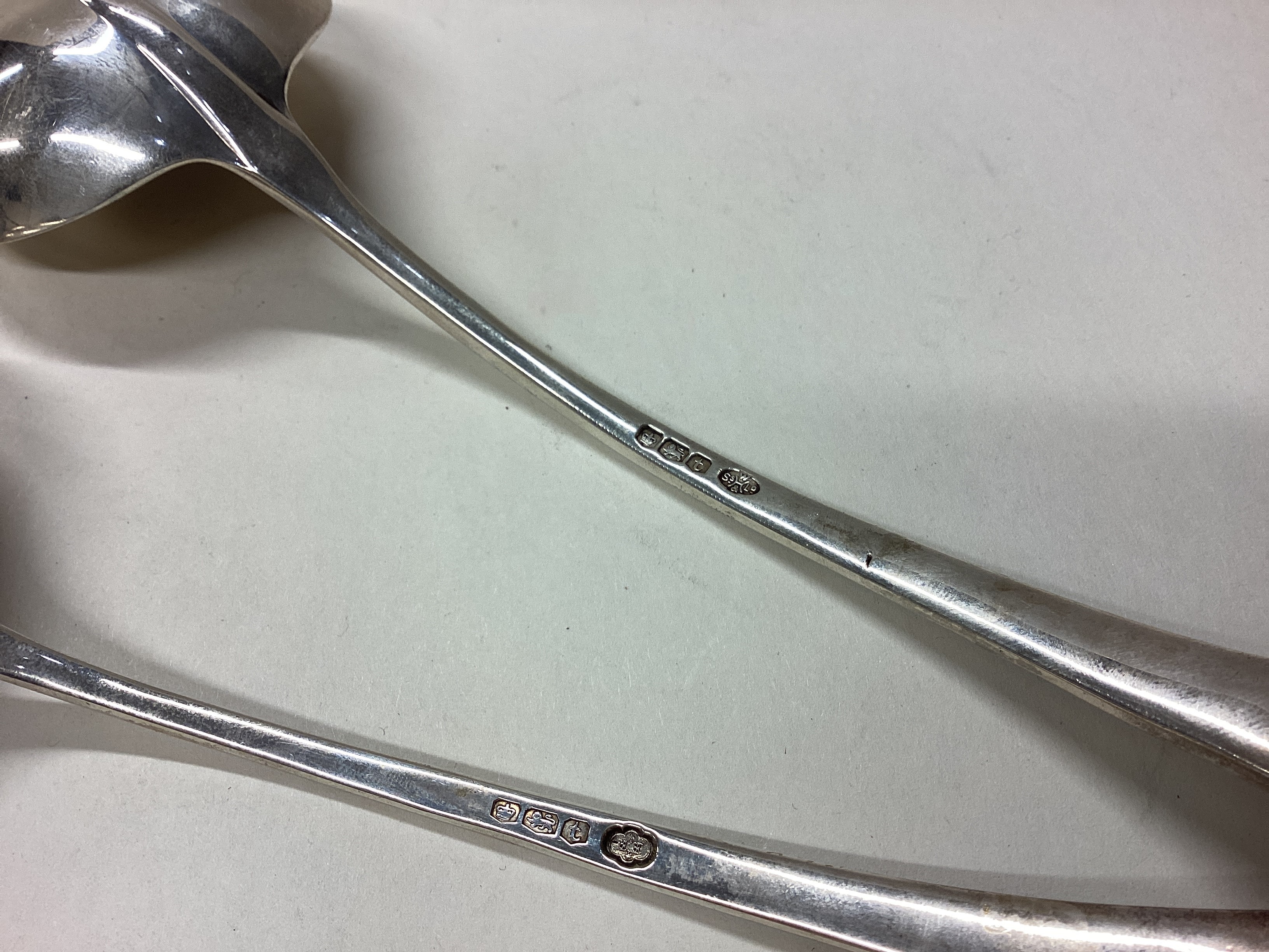 A pair of heavy silver Onslow pattern ladles. - Image 2 of 3
