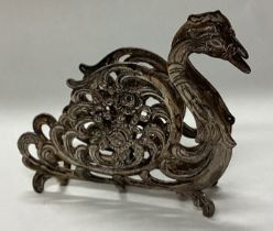 A rare German silver letter rack in the form of a swan.
