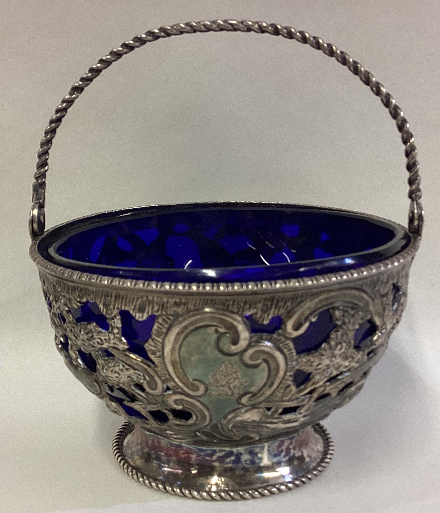 A fine and rare 18th Century George III silver swing handled basket. - Image 3 of 3