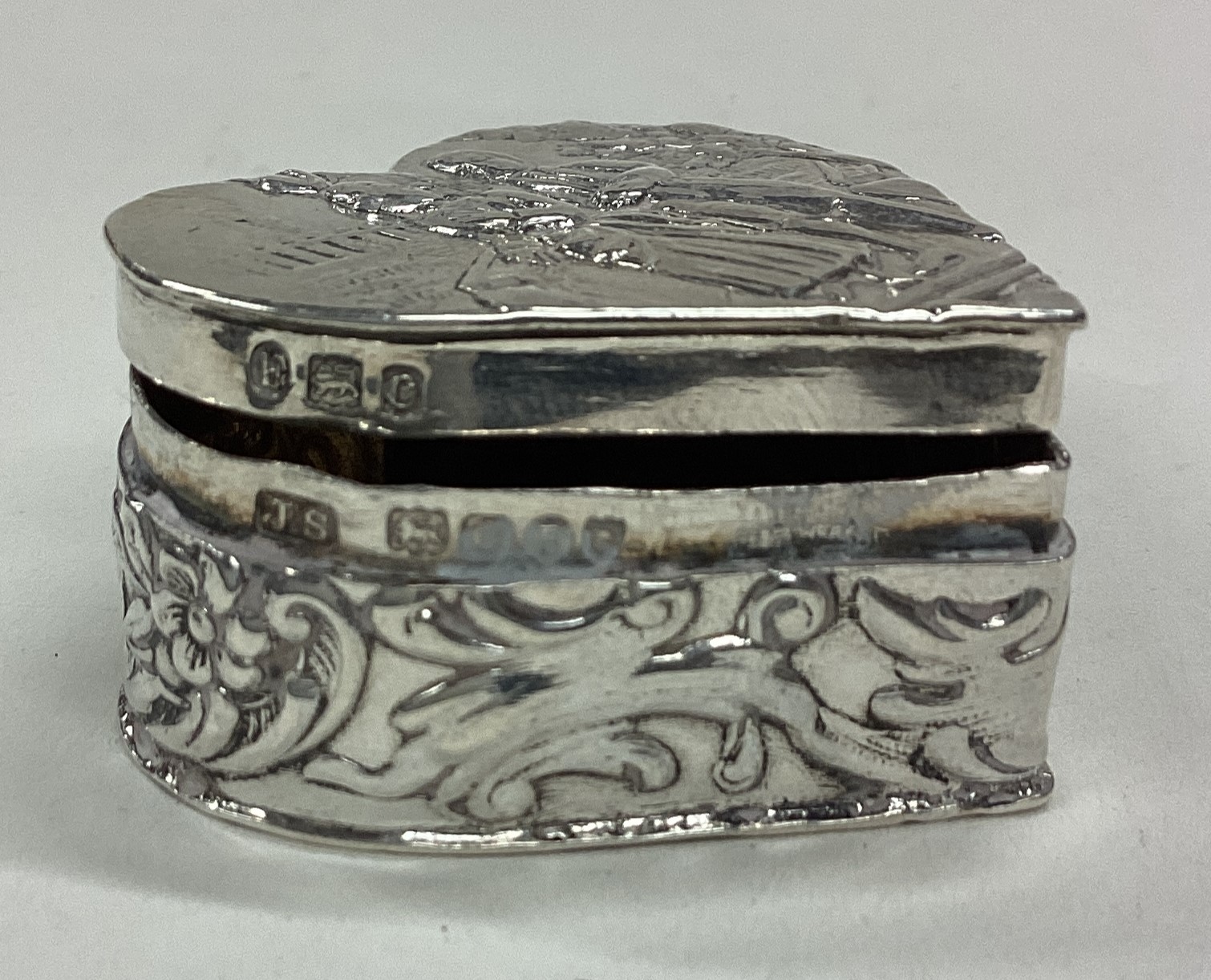 A Victorian silver heart shaped box bearing import marks. - Image 2 of 2
