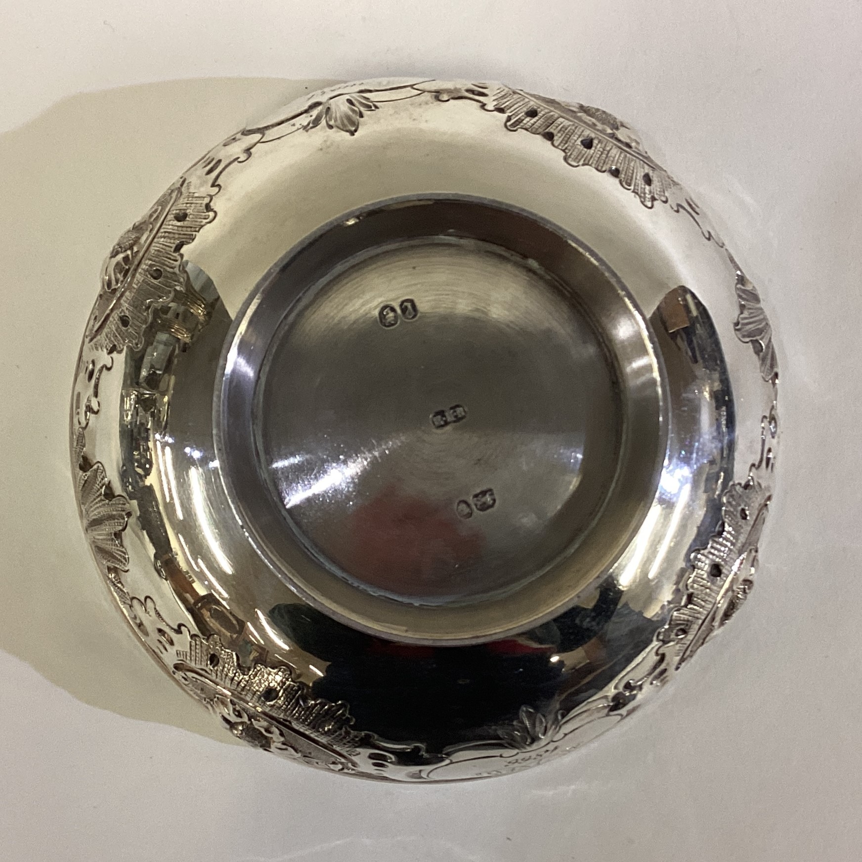 A Victorian silver bowl with chased decoration. - Image 2 of 2