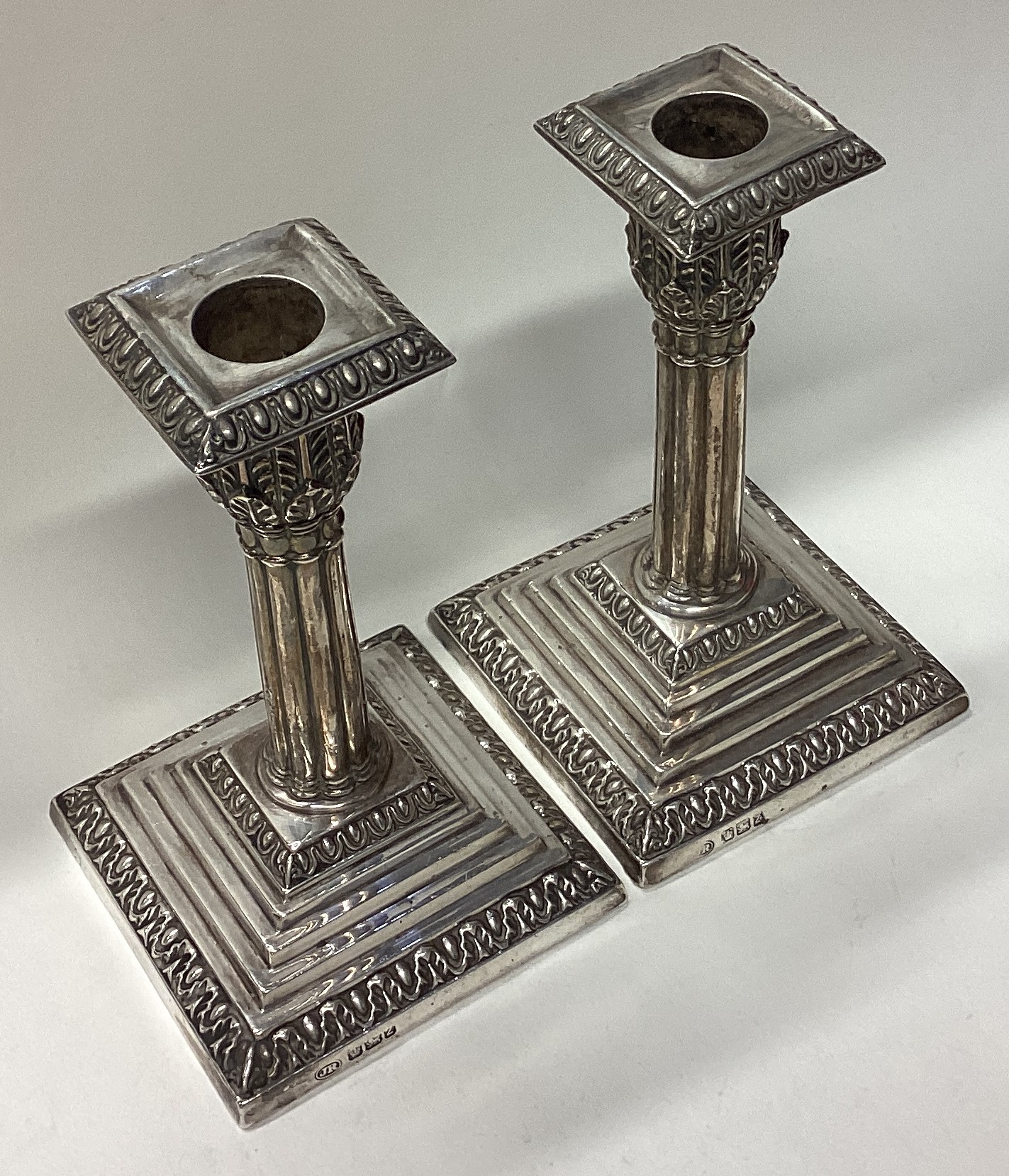 A pair of silver candlesticks. Sheffield 1892. - Image 2 of 2