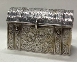 A 19th Century silver casket with chased decoration.
