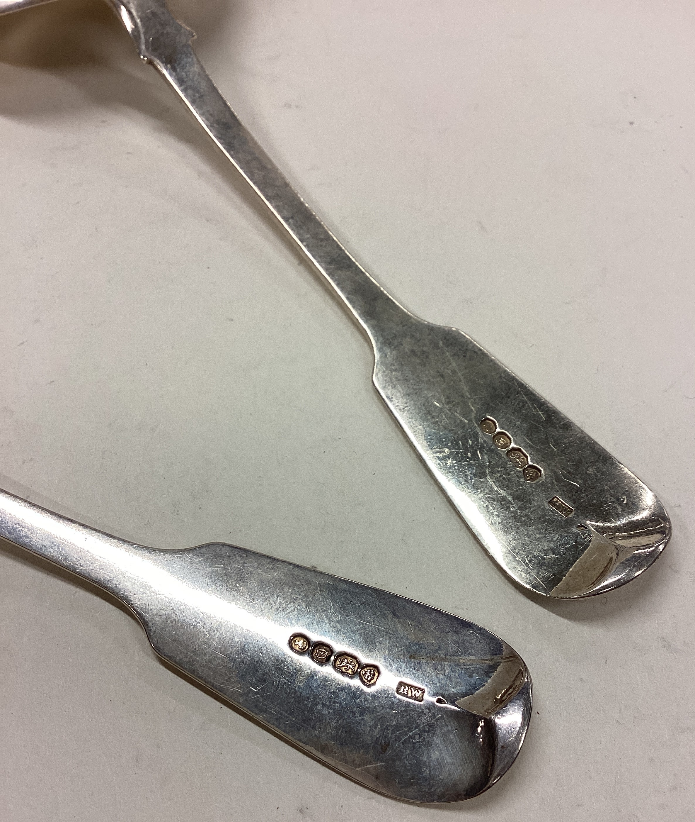 A pair of Victorian silver sauce ladles. - Image 3 of 3