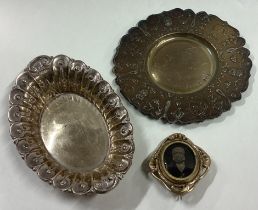 Two silver pin dishes etc.