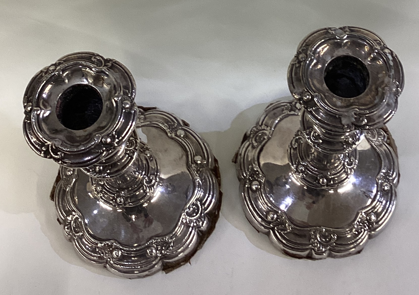 A pair of Old Sheffield silver plated telescopic candlesticks. - Image 3 of 3