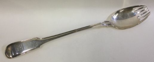 PETER & WILLIAM BATEMAN: A large silver fiddle thread serving fork.