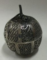 An unusual Continental silver tea infuser.