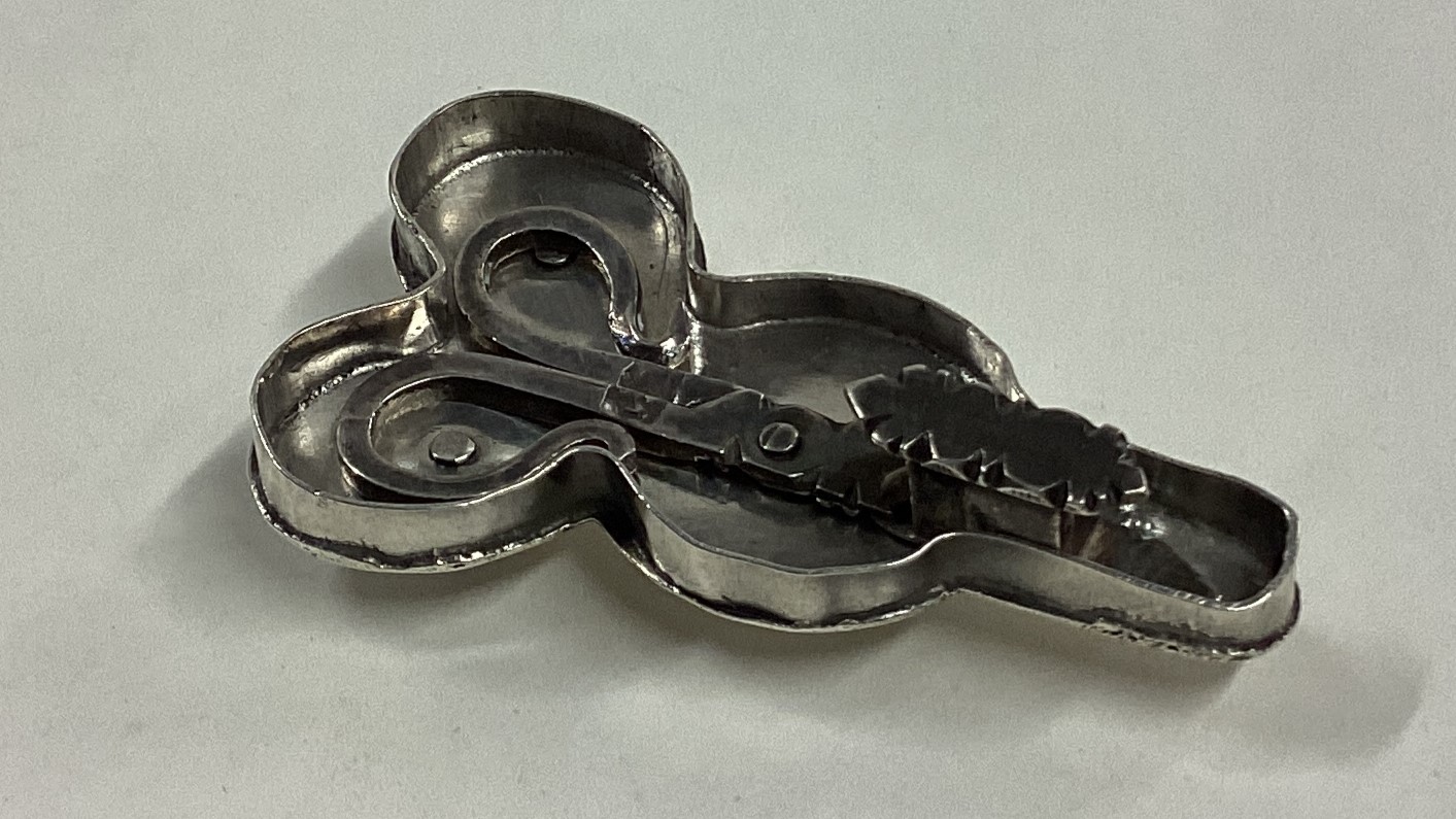 A rare pair of silver toy candle snuffers on tray. - Image 4 of 4