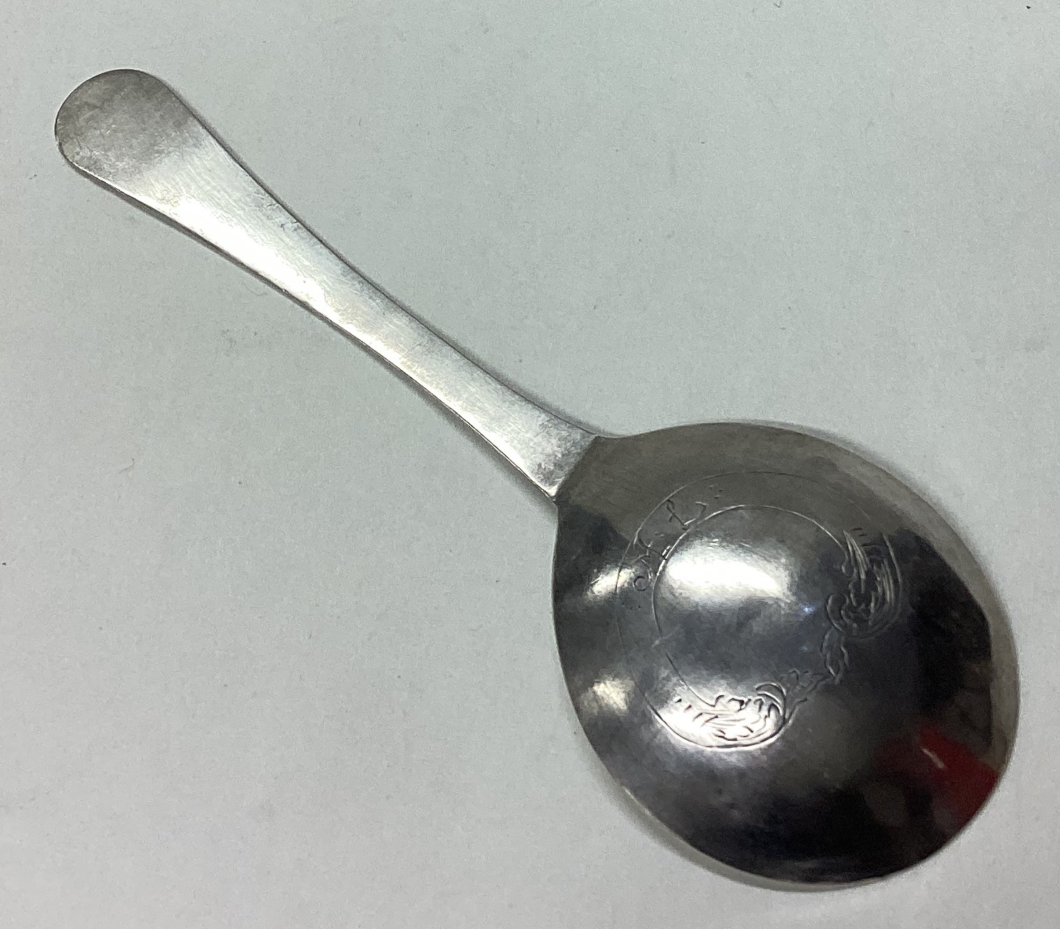 An 18th Century Norwegian silver spoon with engraved floral decoration to terminal. - Image 2 of 2