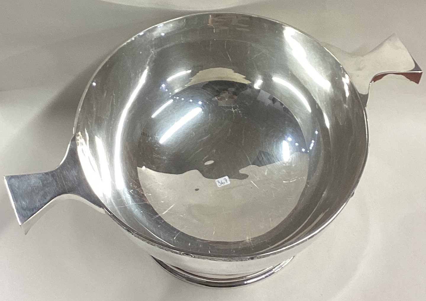 A large plain silver bowl with Celtic decoration. - Image 2 of 4