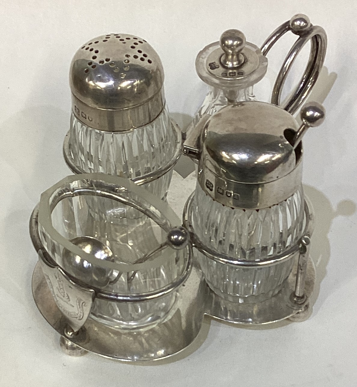 A Victorian silver cruet set on stand. London. - Image 2 of 2