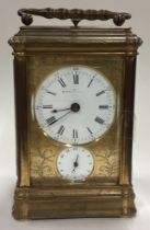 A good French striking carriage clock with white enamelled dial.