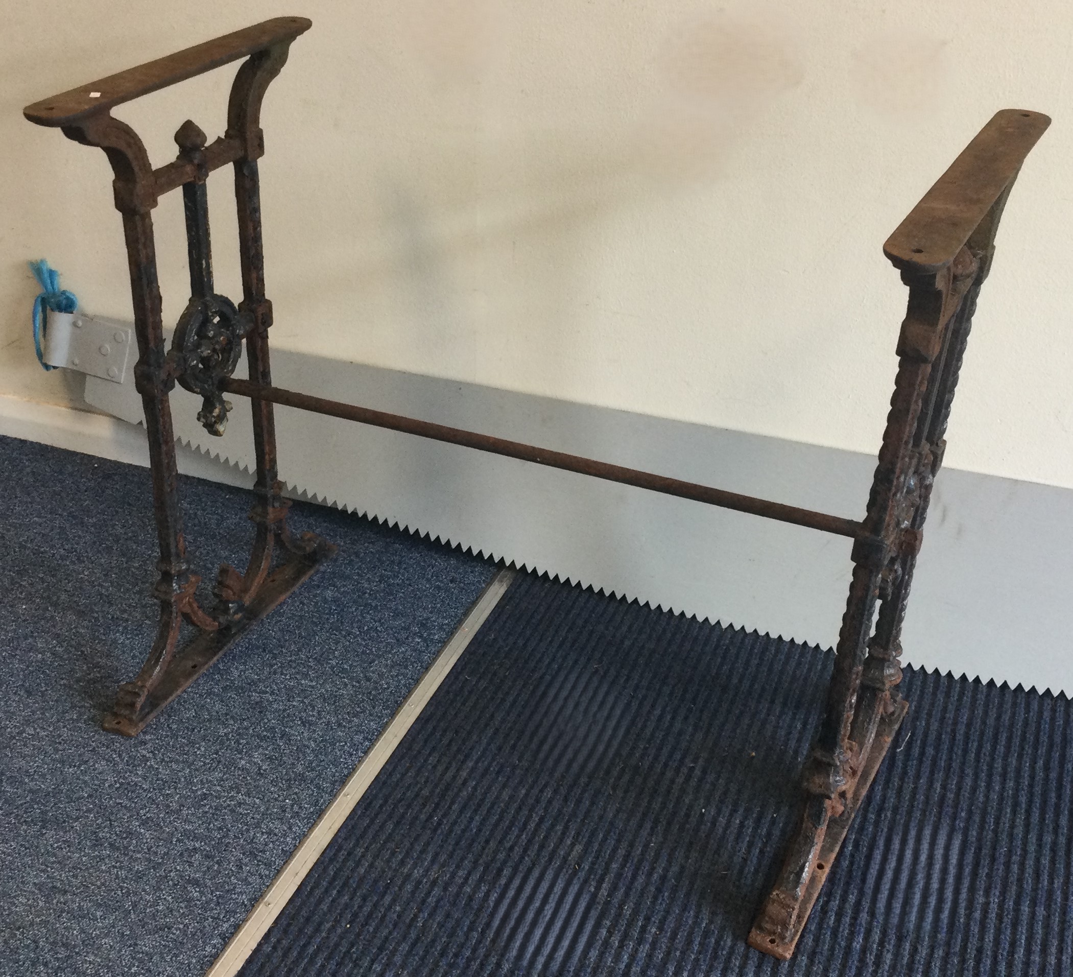 A cast iron table base.