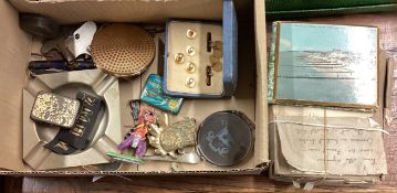 A box containing collectables, watch keys etc.