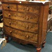 A Victorian mahogany chest of five drawers.