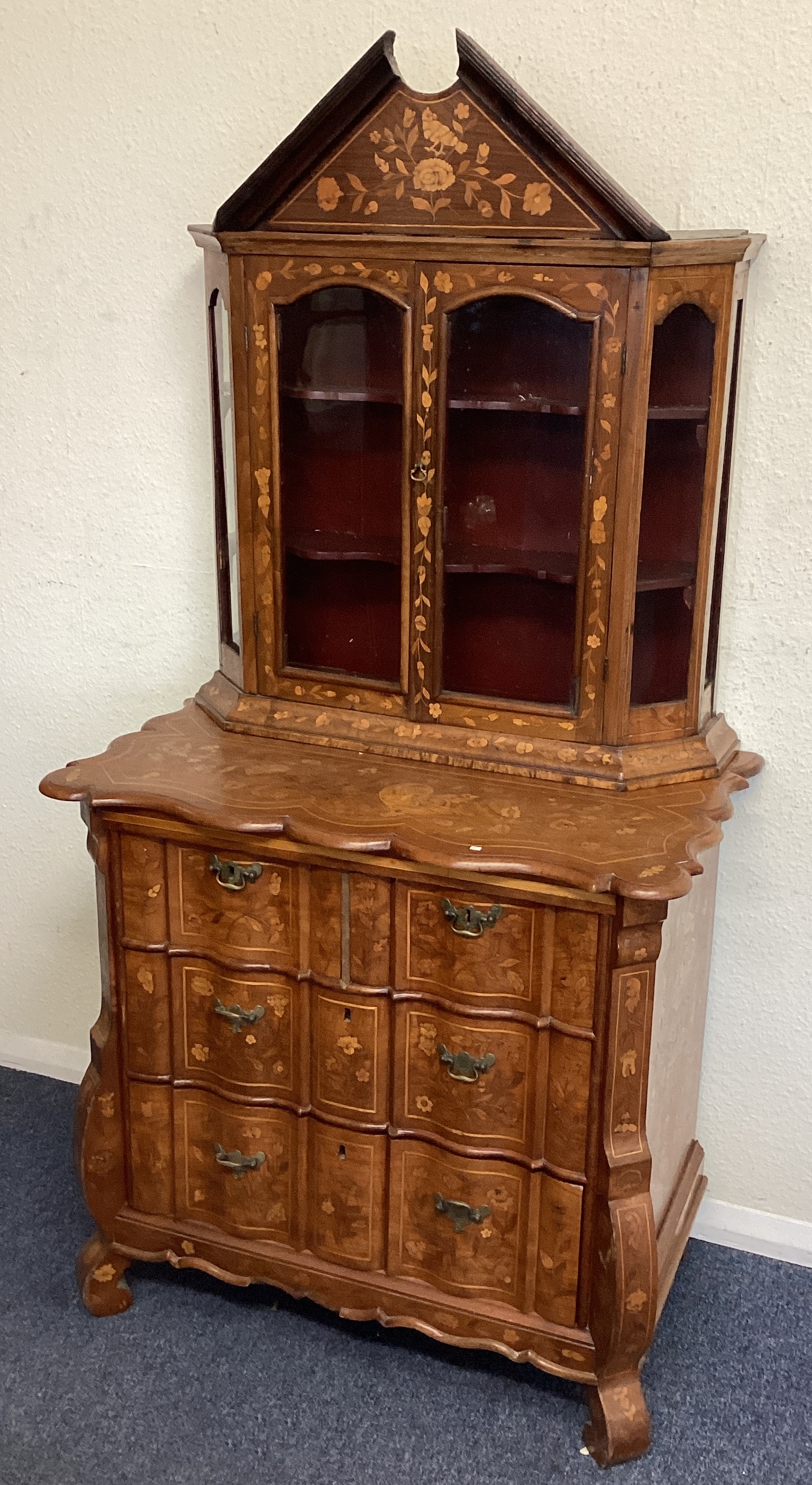 A Dutch Marquetry chest of drawers and cabinet. - Image 2 of 2