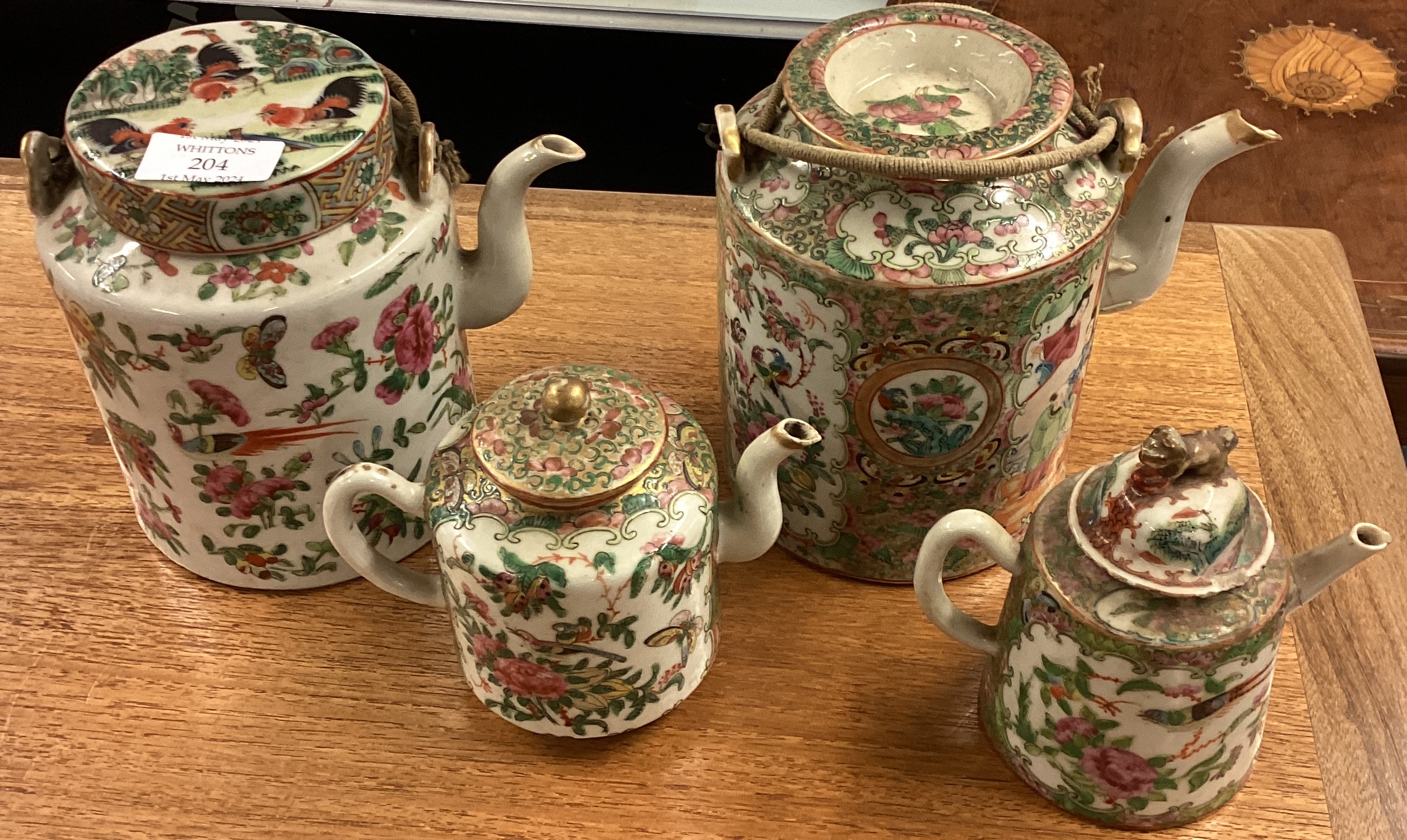 Two large Chinese teapots together with two smaller examples. - Image 2 of 2