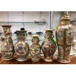 A good collection of five Chinese Canton vases of typical form.