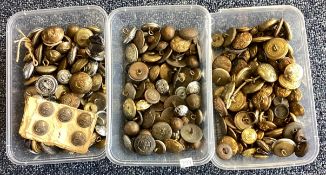 Three boxes of old buttons.