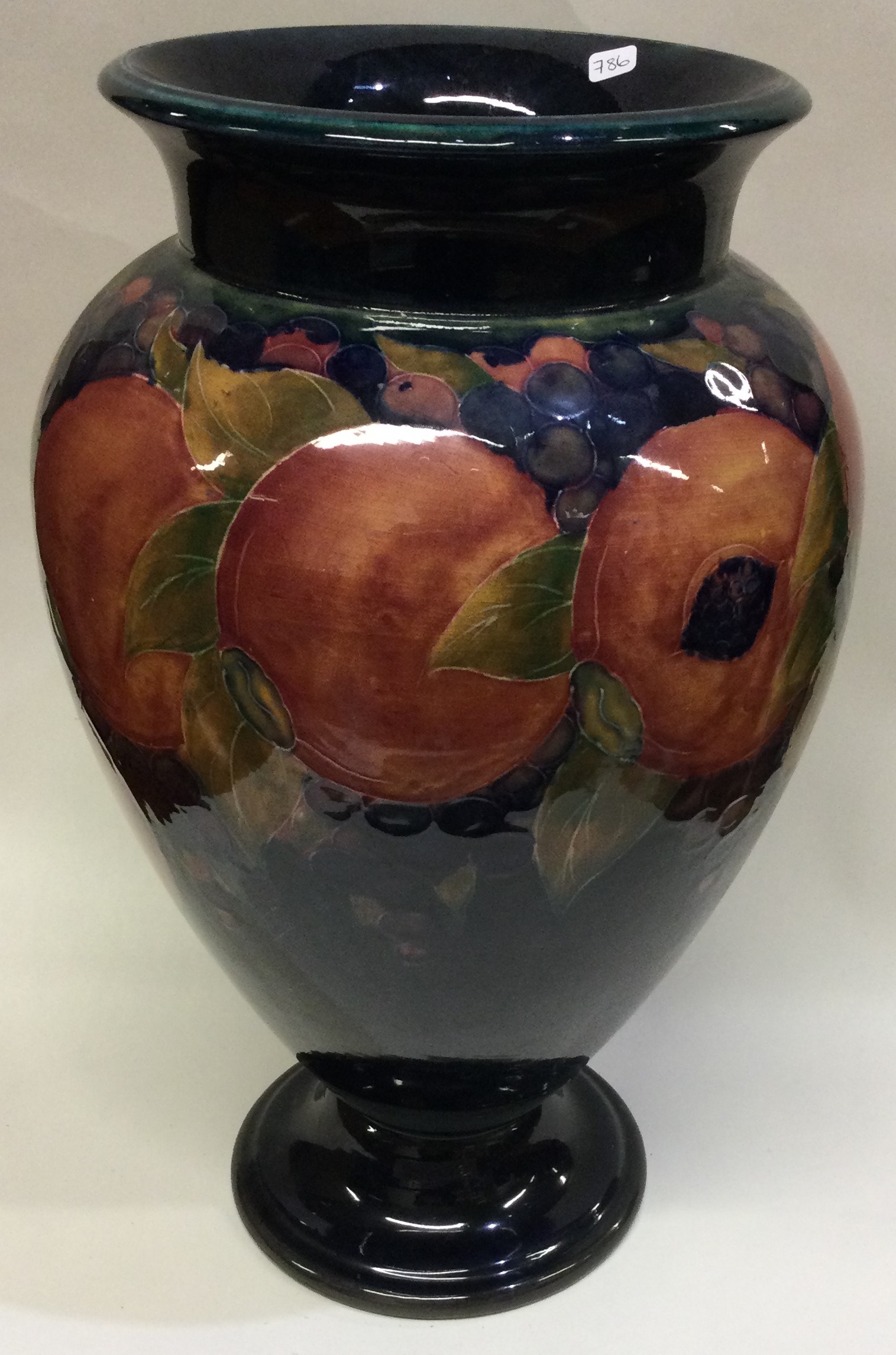 WILLIAM MOORCROFT: A large "Pomegranate" open pedestal vase. Approx. 33 cms high. - Image 2 of 8