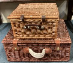 Two wicker hampers / picnic baskets.