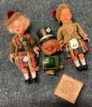A collection of miniature dolls, costume jewellery etc.