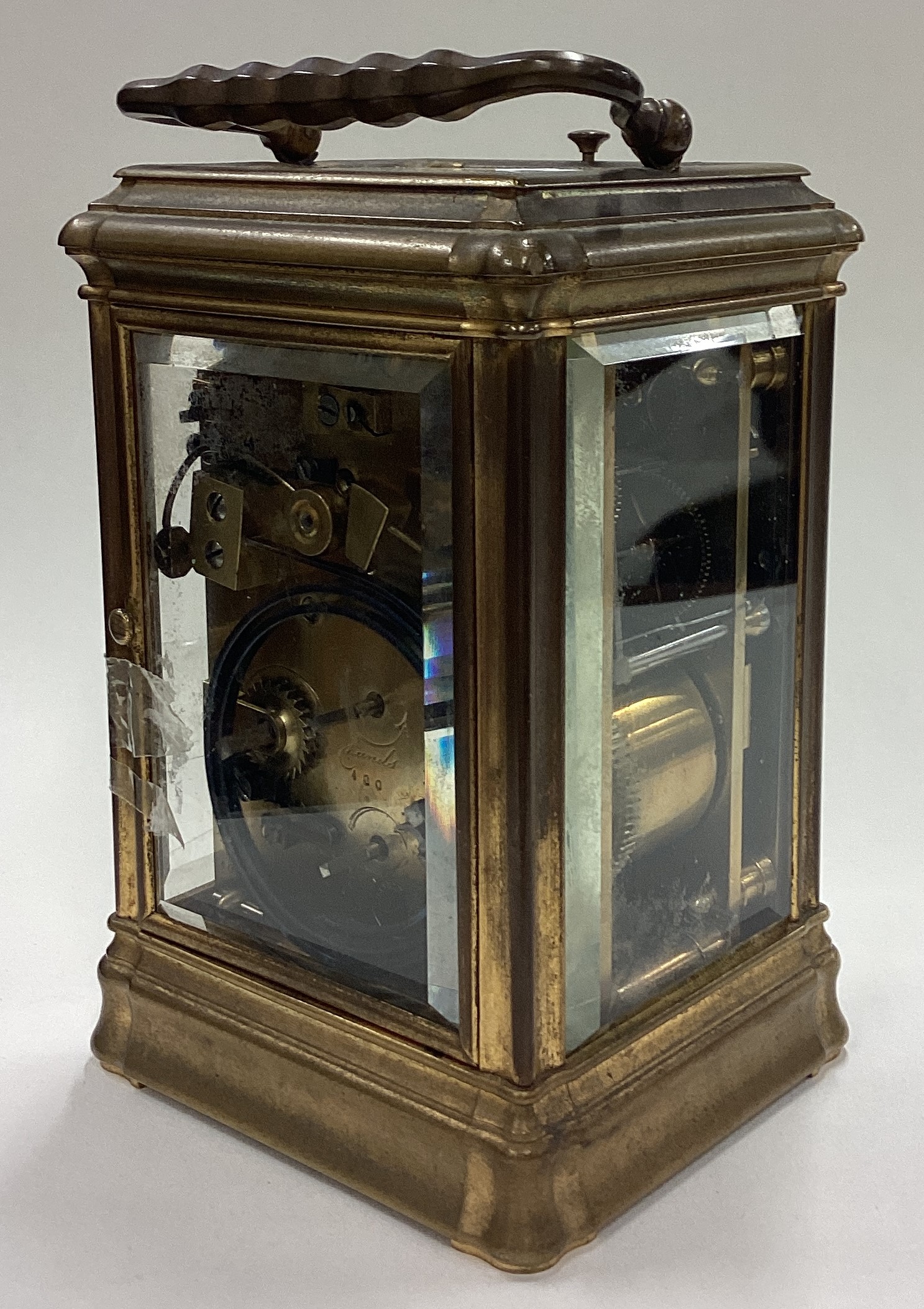 A good French striking carriage clock with white enamelled dial. - Image 2 of 4